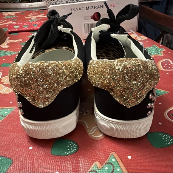 Leopard Print and Black Women's Sneakers - Picture 3 of 8